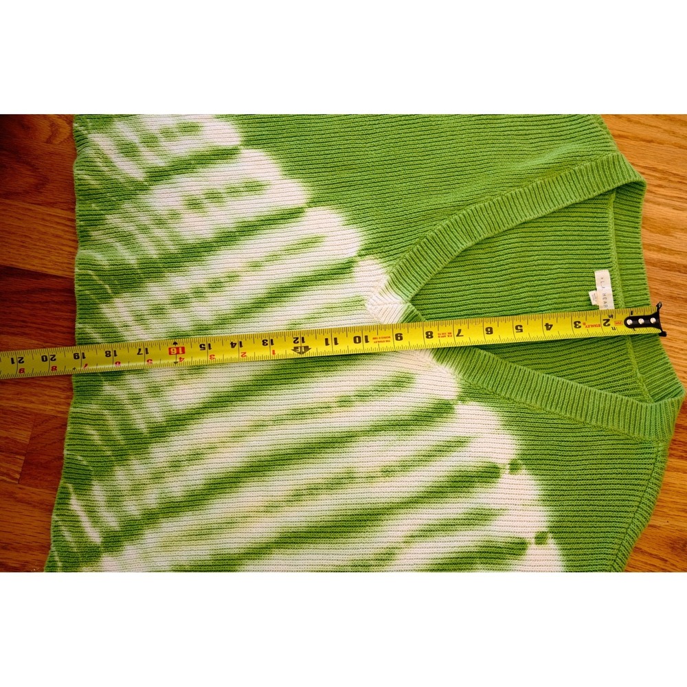 PacSun LA Hearts Green Tie Dye Cropped Sweater S‎ V-Neck Ribbed Knit Soft Girl - Picture 5 of 9